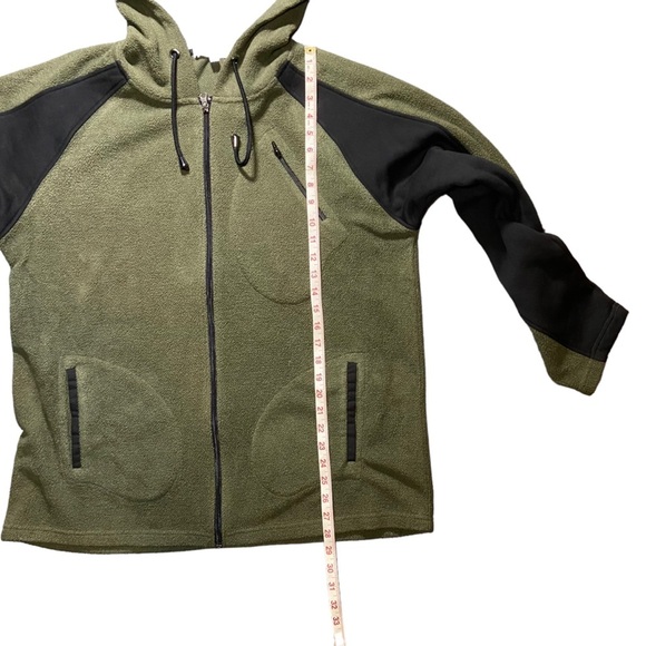 The Bradford Exchange‎ Army Green Black Color Block Hooded Fleece Jacket - Picture 4 of 6